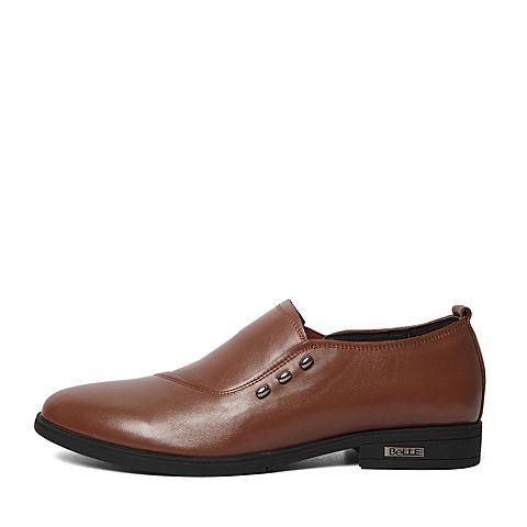 BELLE/百丽春季专柜同款浅棕色牛皮男皮鞋3ZQ12AM6