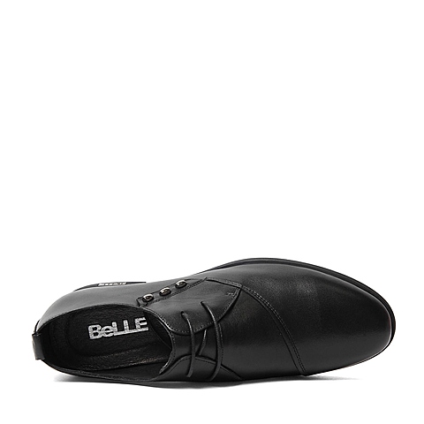 BELLE/百丽春季专柜同款黑色牛皮革男皮鞋3ZQ11AM6