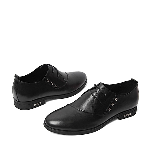 BELLE/百丽春季专柜同款黑色牛皮革男皮鞋3ZQ11AM6
