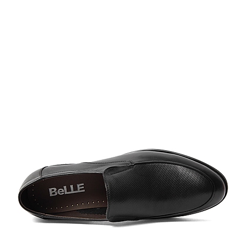 BELLE/百丽春季专柜同款黑色牛皮革男皮鞋4JT01AM6