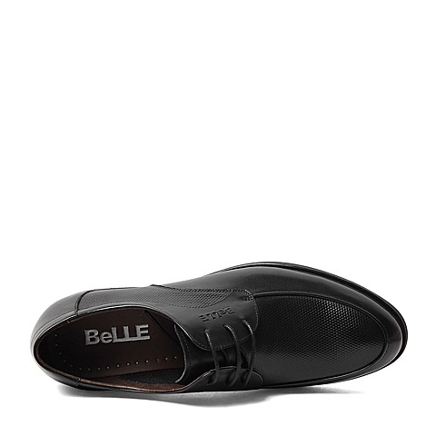 BELLE/百丽春季专柜同款黑色牛皮革男皮鞋4JT02AM6