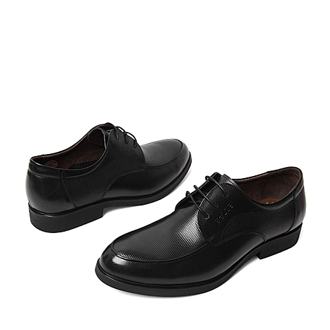 BELLE/百丽春季专柜同款黑色牛皮革男皮鞋4JT02AM6