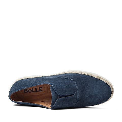 BELLE/百丽春季专柜同款浅兰二层牛皮革男皮鞋B9M01AM6