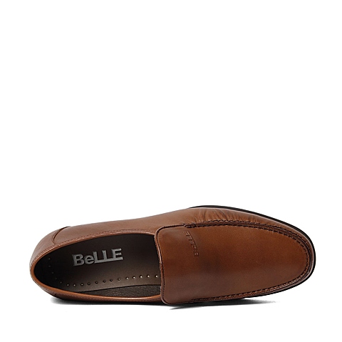 BELLE/百丽春专柜同款棕色牛皮时尚商务儒雅男皮鞋4JR01AM6