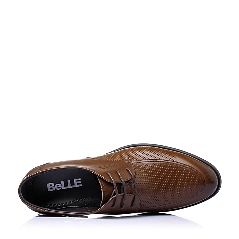 BELLE/百丽夏季棕色牛皮男单鞋B1516BM6