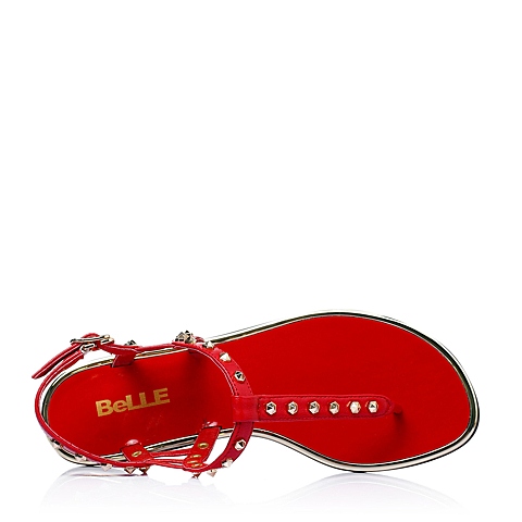 BELLE/百丽夏季红色山羊皮女凉鞋316-1BL6