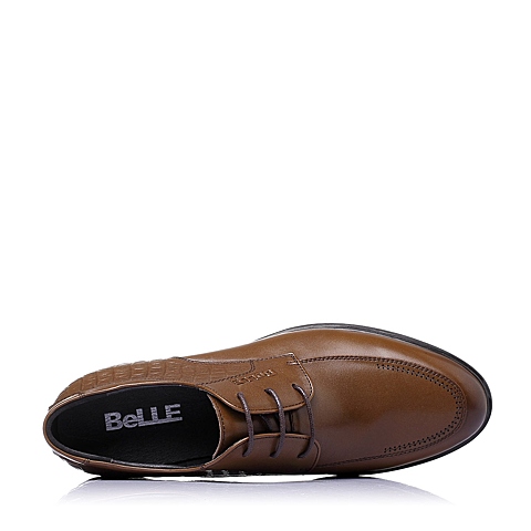 BELLE/百丽夏季棕色牛皮男单鞋B1829BM6