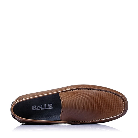 BELLE/百丽夏季棕色牛皮男单鞋C8901BM6