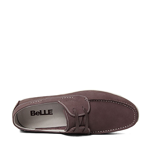 BELLE/百丽春专柜同款棕色磨砂牛皮活力男皮鞋4KB01AM6