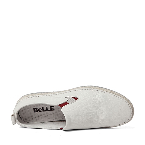 BELLE/百丽春季专柜同款白色牛皮时尚男休闲鞋4KE01AM6