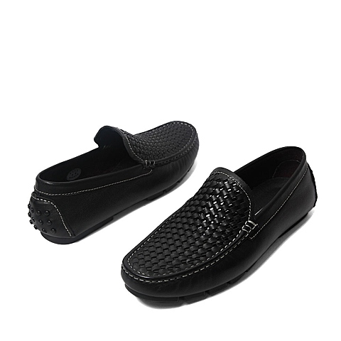 BELLE/百丽夏季专柜同款黑色牛皮男皮鞋4KH01BM6