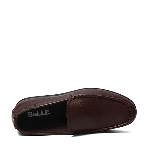 BELLE/百丽夏季专柜同款棕色牛皮男皮鞋4KJ01BM6
