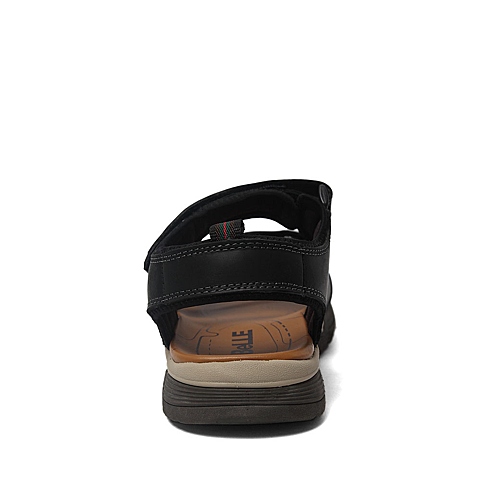 BELLE/百丽夏季专柜同款黑色牛皮男凉鞋4KX02BL6