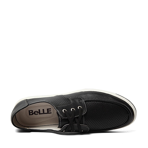Belle/百丽2016专柜同款夏季黑色牛皮革男皮鞋B2H10BM6