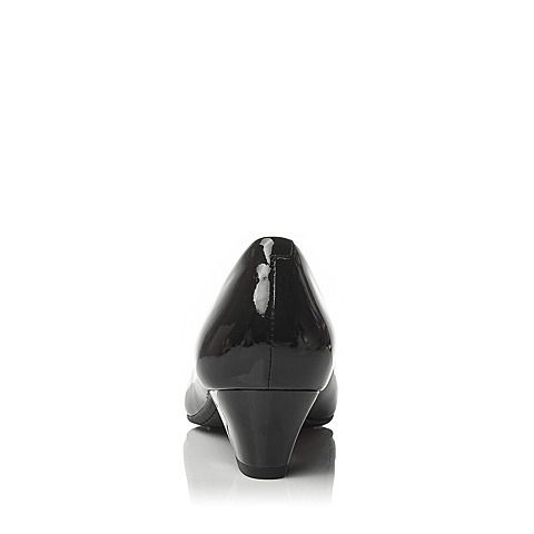 BELLE/百丽秋专柜同款黑漆皮牛皮优雅通勤女单鞋BIO15CQ6