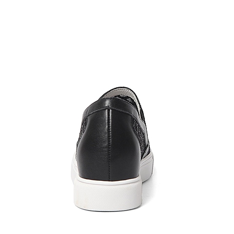 BELLE/百丽春季专柜同款黑色网布/牛皮革女单鞋Q4M1DAM6