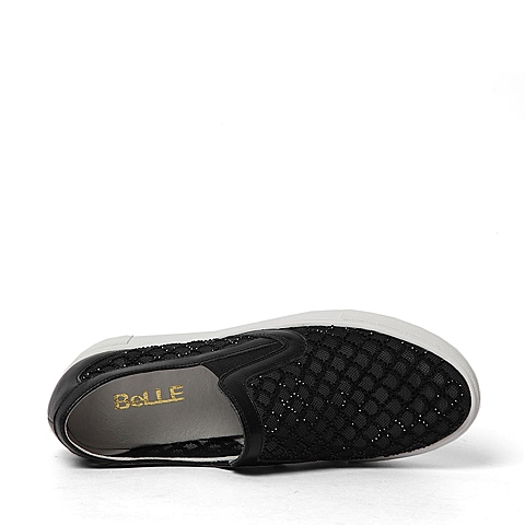 BELLE/百丽春季专柜同款黑色网布/牛皮革女单鞋Q4M1DAM6