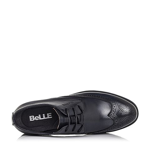 Belle/百丽秋季蓝色牛皮雕花布洛克鞋商务正装男皮鞋W01Q1CM6