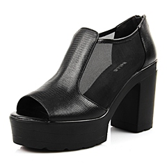 Belle/百丽夏季专柜同款黑网布女凉鞋BIU30BL6