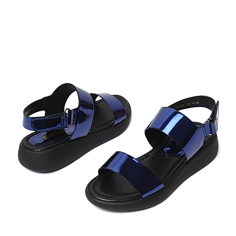 BELLE/百丽夏季专柜同款蓝色人造革女凉鞋Q4W2DBL6