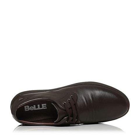 BELLE/百丽秋季专柜同款棕色牛皮革男休闲鞋4MJ01CM6