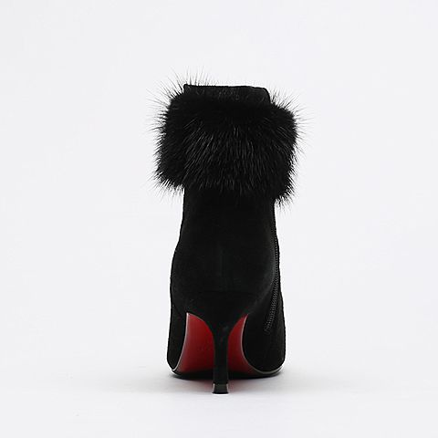 BELLE/百丽冬季黑色羊绒皮女靴890-1DD6