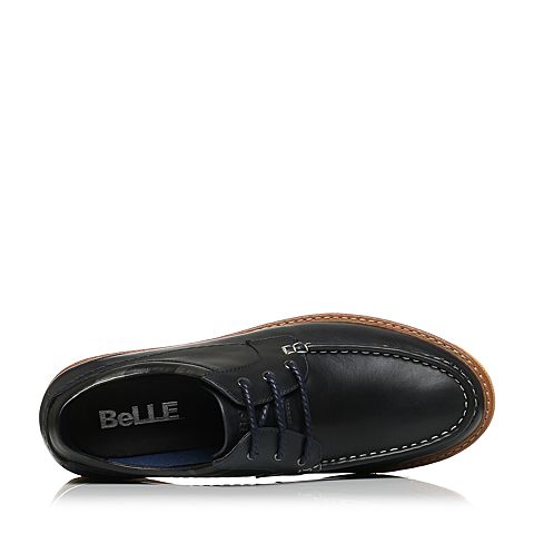 BELLE/百丽冬季专柜同款黑色牛皮男休闲鞋4PN01DM6