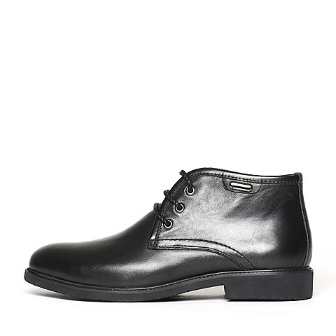 BELLE/百丽冬专柜同款黑色牛皮革男皮靴4NS01DD6