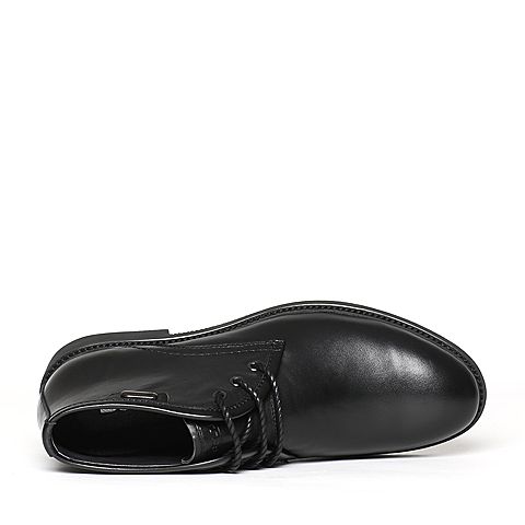 BELLE/百丽冬专柜同款黑色牛皮革男皮靴4NS01DD6