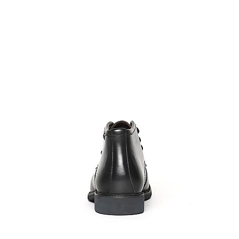 BELLE/百丽冬专柜同款黑色牛皮男皮靴（绒里）4NS01DD6