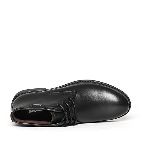 BELLE/百丽冬专柜同款黑色牛皮男皮靴（绒里）4NS01DD6