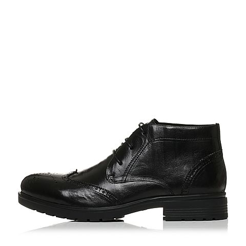 BELLE/百丽冬季专柜同款黑色牛皮革男皮靴（绒里）4NU01DD6