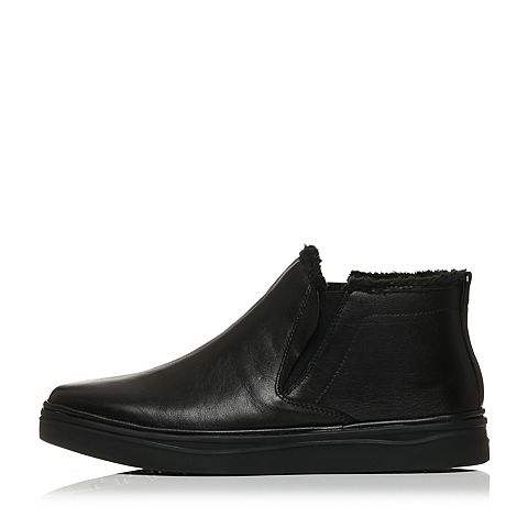 BELLE/百丽冬季专柜同款黑牛皮革男休闲靴（绒里）4PC02DD6