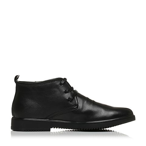 BELLE/百丽冬季专柜同款黑牛皮革男休闲靴（绒里）4PM01DD6