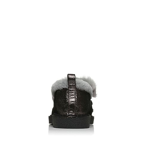 BELLE/百丽冬季专柜同款深灰羊绒皮革女皮鞋(毛里)BJJ22DM6