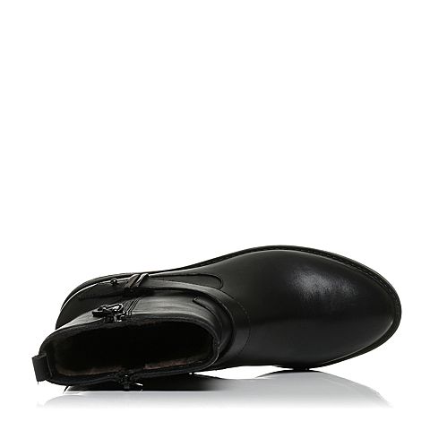 BELLE/百丽冬季专柜同款黑牛皮革女皮靴(绒里)BIS62DZ6