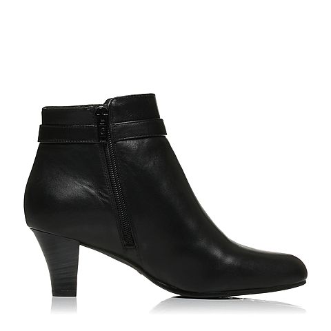 BELLE/百丽冬季专柜同款黑色油皮牛皮革女皮靴3EKA9DD6