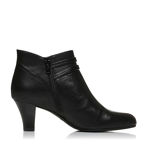 BELLE/百丽冬季专柜同款黑油皮牛皮革女皮靴3EKB2DD6