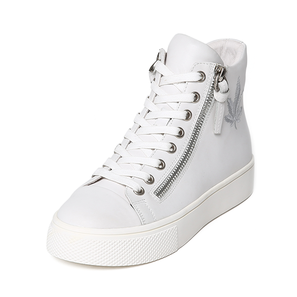 BELLE/百丽冬专柜同款白色牛皮女休闲靴Q5M1DDD6（绒里）