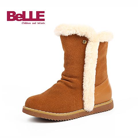 百丽（belle)16年秋冬季新款时尚女童保暖简约高雅雪地靴女靴DE0102