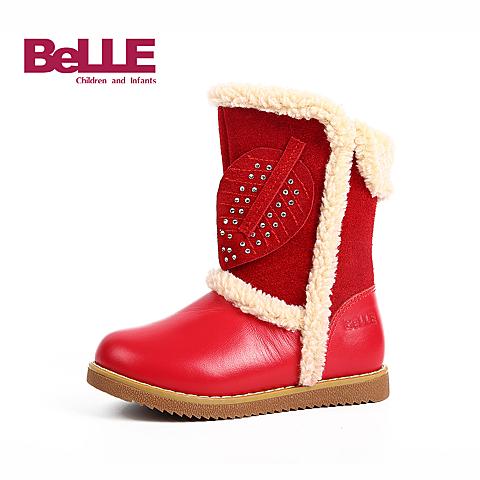 百丽（belle）16年秋冬季新款时尚女童前卫新潮保暖雪地靴女靴DE0103
