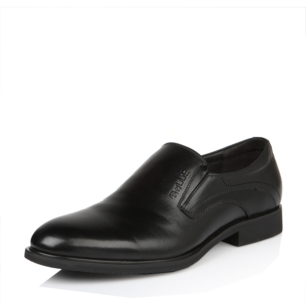 BELLE/百丽春季专柜同款黑质感牛皮男皮鞋4JD02AM6