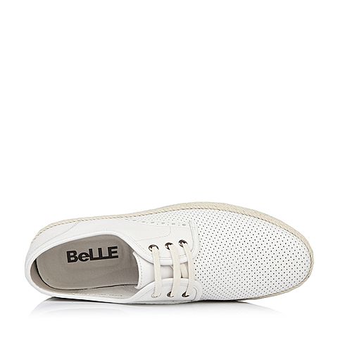 BELLE/百丽春季专柜同款白色时尚休闲牛皮男皮鞋(冲孔)B9Z02AM6