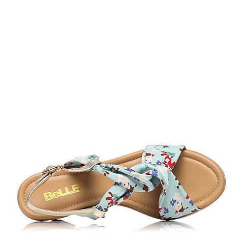 BELLE/百丽夏季专柜同款时尚印花布女凉鞋3ZFD3BL6