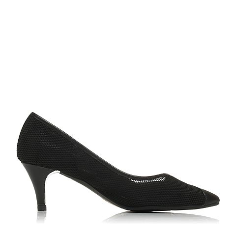 BELLE/百丽精品春季专柜同款黑色小牛皮女单鞋MPB03AQ6