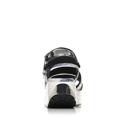 BELLE/百丽精品夏季专柜同款黑/浅灰/白网布运动风女凉鞋MGWB7BL6