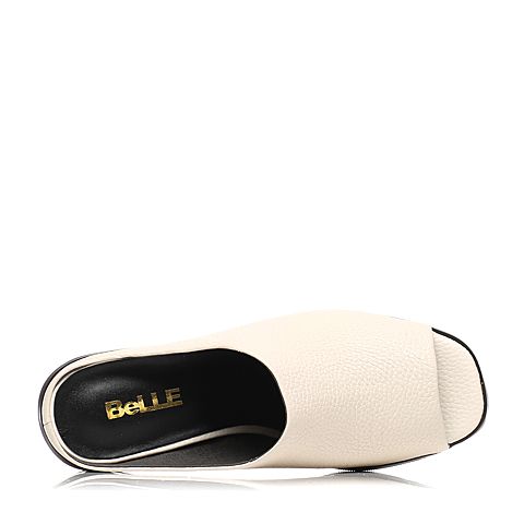 BELLE/百丽春专柜同款白时尚大方荔纹牛皮女鞋BMJ30AT7