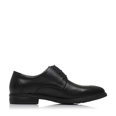 BELLE/百丽春专柜同款黑色牛皮雕花布洛克风商务男皮鞋4TT11AM7