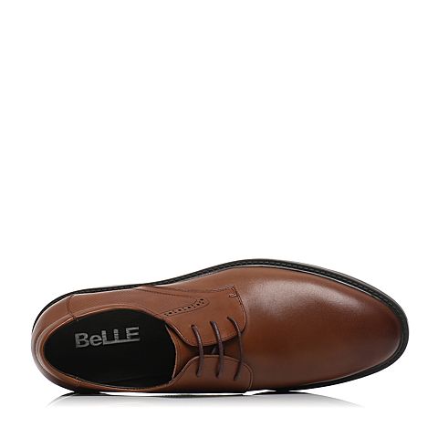 BELLE/百丽春专柜同款棕色牛皮商务风正装男皮鞋4TR01AM7