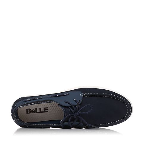 BELLE/百丽春季专柜同款深蓝牛皮男休闲鞋4TF01AM7